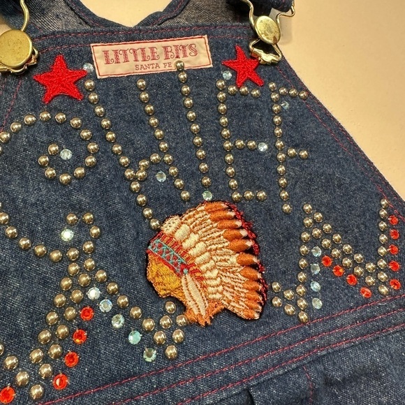Little Bits Vintage Denim Western Overalls - Picture 7 of 9